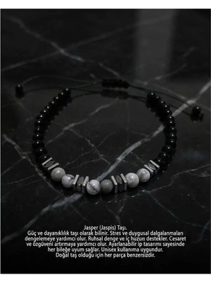 Begonia Accessories Jasper Doğal Taş Bileklik Unisex Ayarlanabilir Ipli Bileklik Topraklayıcı Enerji Taşı Denge ve Güç