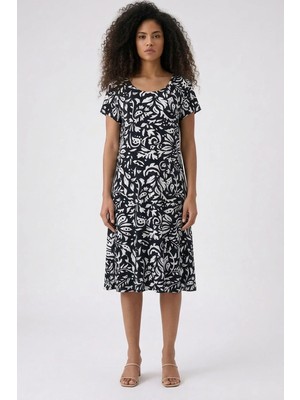 Cotenconcept Dökümlü Rahat Kalıp Günlük Penye Kumaş Elbise