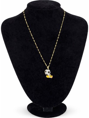 Pangu Mineli Futbol Topu ve Krampon Figürlü Altın Renk Çelik Kolye