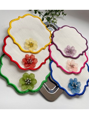 Elçiçek Homedecor Sunum Peçete,kokteyl Peçete,kahve Yanı Sunum Peçete (Renkli) 6ADET
