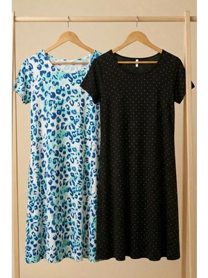 Cotenconcept 2 Adet Dökümlü Rahat Kalıp Günlük Penye Kumaş Elbise