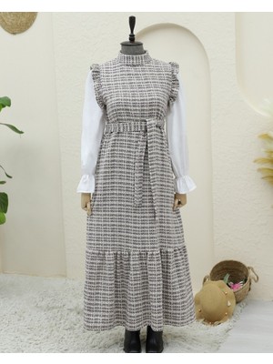 Modamorfo Kolları Fırfırlı Kemerli Tuvit Jile     -Mürdüm