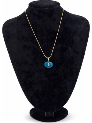 Pangu Doğal Taş Detaylı Altın Renk Çelik Kolye