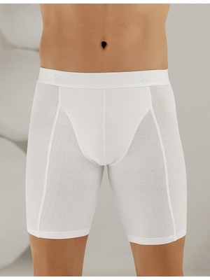 Şahinler Likralı Uzun Boxer Beyaz ME114