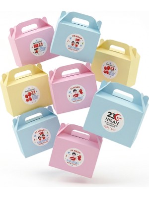 Repro Design 23 Nisan Kutlama Seti - 9 Adet Renkli Sunum Kutusu + 9 Adet 23 Nisan Temalı Etiket