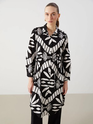 LC Waikiki Lcwaıkıkı Classic Siyah Desenli Kadın Gömlek Tunik