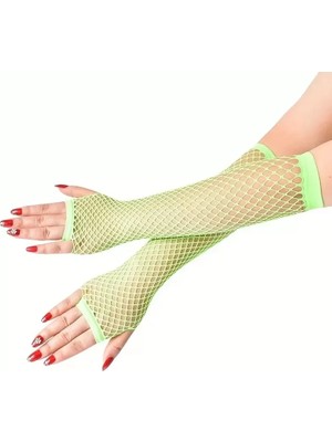 Asiltech Retro Neon Yeşil File Parmaksız Eldiven 26 cm