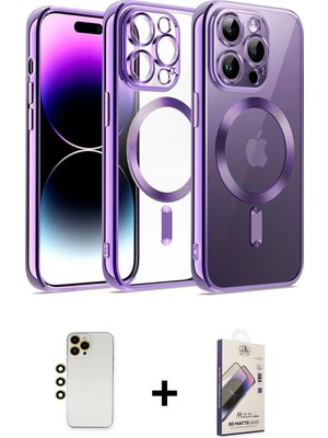Cepte Toptan iPhone 13 Pro Max Nova Işık Özel Seri - Siyah Bilvis 3D Mat Cam Ekran Koruyucu + Gold Shine Kamera Lens