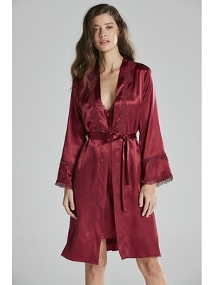 Pierre Cardin 6965 Altılı Saten Gecelik Sabahlık Takımı Bordo