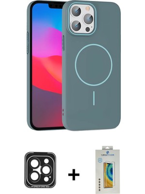 Cepte Toptan iPhone 15 Pro Max Siluet Doku Özel Seri - Siyah Polymer Nano Ekran Koruyucu + Siyah Pvd Metal Kamera Lens