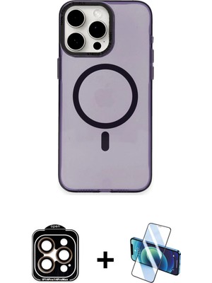 Cepte Toptan iPhone 15 Pro Max Eksen Işık Prime - Siyah 3D Antistatik Cam Ekran Koruyucu + Turuncu Pvd Metal Kamera Lens