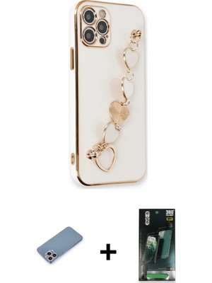 Cepte Toptan iPhone 12 Pro Max Nova Işık Prime - Siyah 360 Mat Full Body Arka Koruyucu + Gümüş Shine Kamera Lens Koruma Cam