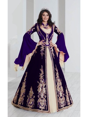 Ceyyiz Bindallı Kına Elbisesi 5 Parça 20-167 Mor