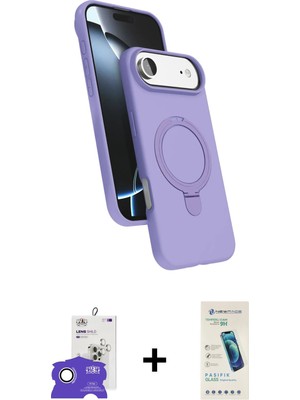 Cepte Toptan iPhone 17 Air Iz Işık Koleksiyonu - Şeffaf Pasifik Cam Ekran Koruyucu + Gümüş Bilvis Titan Kamera Lens