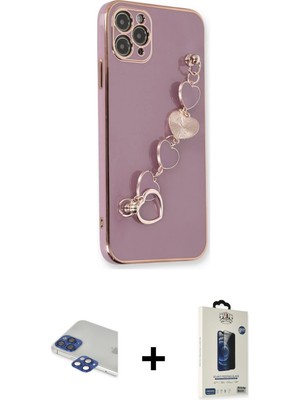 Cepte Toptan iPhone 11 Pro Max Nova Işık Prime - Siyah Bilvis Hayalet Cam Ekran Koruyucu + Lacivert Pers Alüminyum Kamera Lens