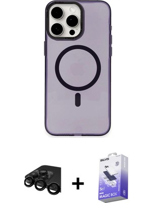 Cepte Toptan iPhone 15 Pro Max Eksen Işık Prime - Siyah Bilvis 5in1 5d Magic Hayalet Cam Ekran Koruyucu + Siyah Raze Metal Kamera Lens