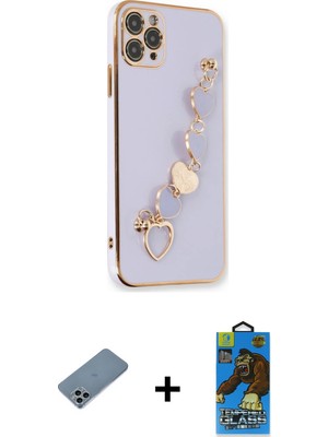 Cepte Toptan iPhone 11 Pro Max Nova Işık Prime - Siyah 18D Cam Ekran Koruyucu + Sierra Blue Shine Kamera Lens Koruma Cam