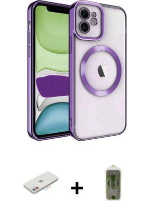 Cepte Toptan iPhone 11 Nova Işık Özel Seri - Siyah Joko Magic 5d Hayalet Cam + Pembe Renkli Kamera Lens Koruma Cam