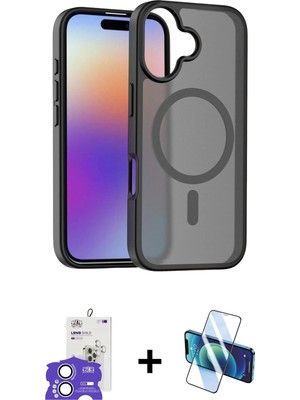 Cepte Toptan iPhone 17 Siluet Minimal Prime - Siyah 3D Antistatik Seramik Nano Ekran Koruyucu + Gümüş Bilvis Titan Kamera Lens