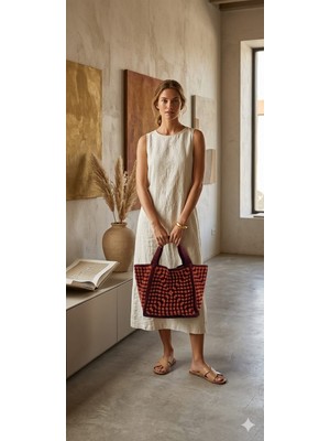 Esu Accessory Retro Bohem Tasarım El Yapımı Makrome Örgü Çanta