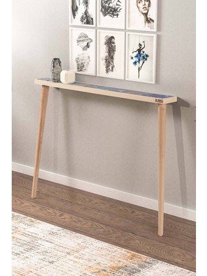 Feyza Design 102X12CM Doğal Ağaç Traverten Taşlı Mavi Dresuar