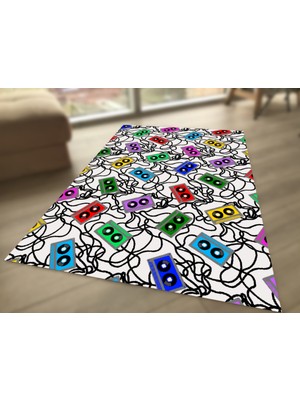 Limajuno Home & Kids Carpet Renkli Kaset Desenli Dijital Baskılı Çocuk HALISI_100 x 150 cm