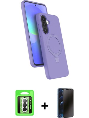 Cepte Toptan Galaxy A17 5g Iz Işık Koleksiyonu - Siyah 3D Antistatik Hayalet Cam Ekran Koruyucu + Gümüş Raze Metal Kamera Lens