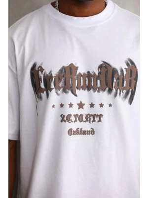 Velmora Fashion Erkek Baskılı T-Shirt Kısa Kol Bisiklet Yaka Regular Fit Tişört - Beyaz