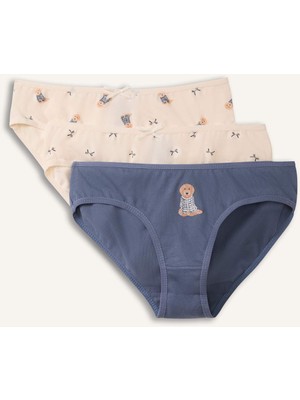 DeFacto Baskılı Penye 3'lü Slip Külot Kız Çocuk H0814A826SP