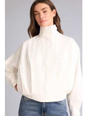 DeFacto Balloon Fit Dik Yaka Poplin Blazer Ceket H0893AX26SM