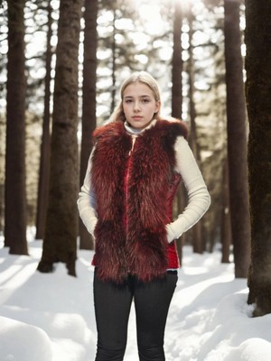 Velmora Fashion Kolsuz Hakiki Yelek - Fuşya -