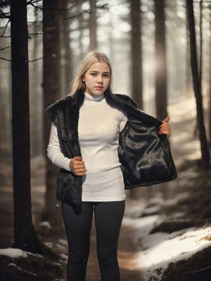 Velmora Fashion Kolsuz Hakiki Kürk - Siyah -