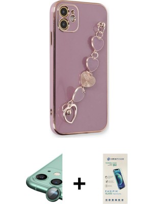 Cepte Toptan iPhone 12 Nova Işık Prime - Şeffaf Pasifik Cam Ekran Koruyucu + Yeşil Raze Metal Kamera Lens