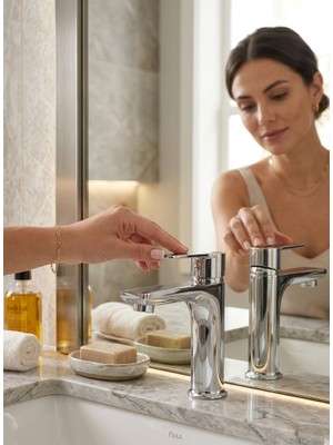 Tua Armatür T.U.A. ARMATÜR  Lavabo Bataryası Sabit Banyo Modern Tezgah Üstü Pirinç Materyal Krom Kaplama  Ev Dekorasyon Tadilat