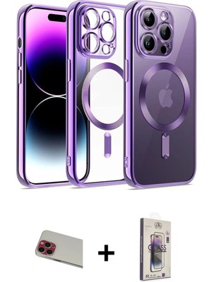 Cepte Toptan iPhone 13 Pro Max Nova Işık Özel Seri - Siyah Bilvis 3D Cam Ekran Koruyucu + Kırmızı Rainbow Kamera Lens Koruma Cam