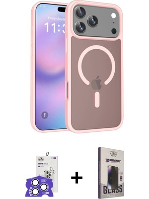 Cepte Toptan iPhone 17 Pro Max Siluet Minimal Prime - Siyah Bilvis Hayalet Cam Ekran Koruyucu + Gümüş Bilvis Titan Kamera Lens