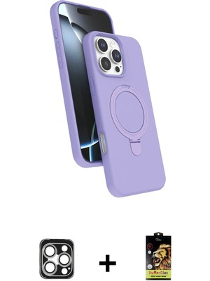 Cepte Toptan iPhone 16 Pro Max Iz Işık Koleksiyonu - Siyah Buffer Cam Ekran Koruyucu + Gümüş Pvd Metal Kamera Lens