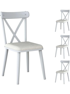 Rani JB108 Metal Sandalye Thonet Sandalye 4'lü Mutfak Yemek Masası Sandalyesi Beyaz