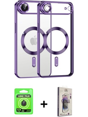 Cepte Toptan iPhone 17 Air Nova Işık Özel Seri - Siyah Bilvis 3D Cam Ekran Koruyucu + Siyah Raze Metal Kamera Lens