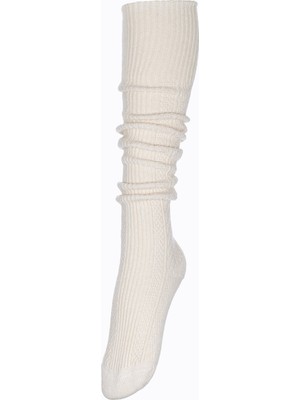 Fonem Kadın Ekru Diz Üstü Yünlü Çorap %58 Wool %36 Polyester %6 Polyamide Konforlu Tasarım 8015-1