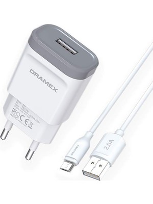 Dramex D21M 10 Watt Micro USB Kablolu Ev Şarj Aleti 2.0A Hızlı Şarj Yok Beyaz