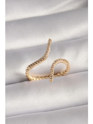 Erbilden Erb Pirinç Gold Renk Zirkon Taşlı Kadın Yüzük