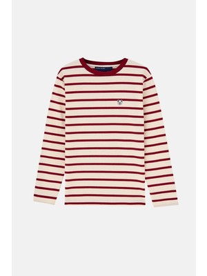 Reflect Studio Panda Çocuk Heavyweight Uzun Kollu T-Shirt - Kırmızı / Ekru
