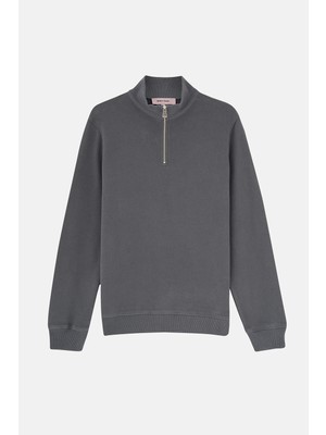 Basic Supersoft Quarter-Zip Sweatshirt - Antrasit