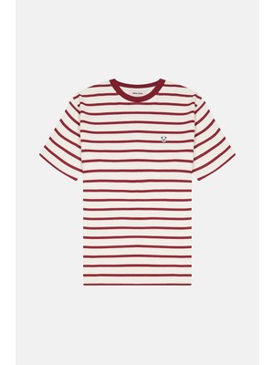 Reflect Studio Panda Heavyweight Çizgili T-Shirt - Kırmızı/ekru