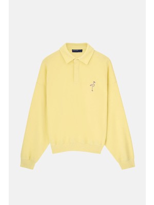 Reflect Studio Flamingo Supersoft Oversize Polo Yaka Sweatshirt - Sarı