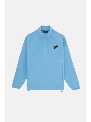 Reflect Studio Mavi Kartal Half-Zip Polar Kadınlar İçin Uzun Kollu Sürdürülebilir Günlük Kullanım