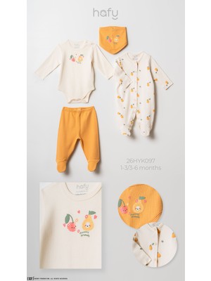 Hafy Baby 5'li, Meyve Desenli, Kız Bebek Yenidoğan Hastane Çıkışı Seti
