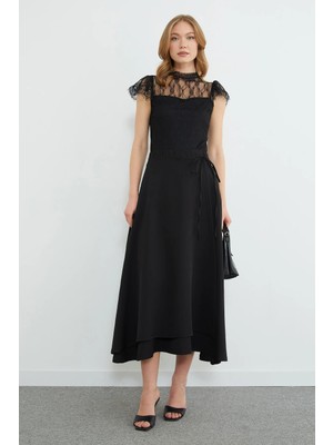 FullaModa Yandan Bağlamalı Katlı Maxi Boy Etek