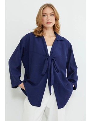 FullaModa Önden Bağlamalı Krinkıl Kimono